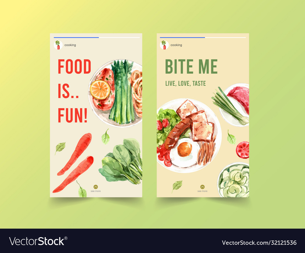 Instagram template with cooking design for online Vector Image