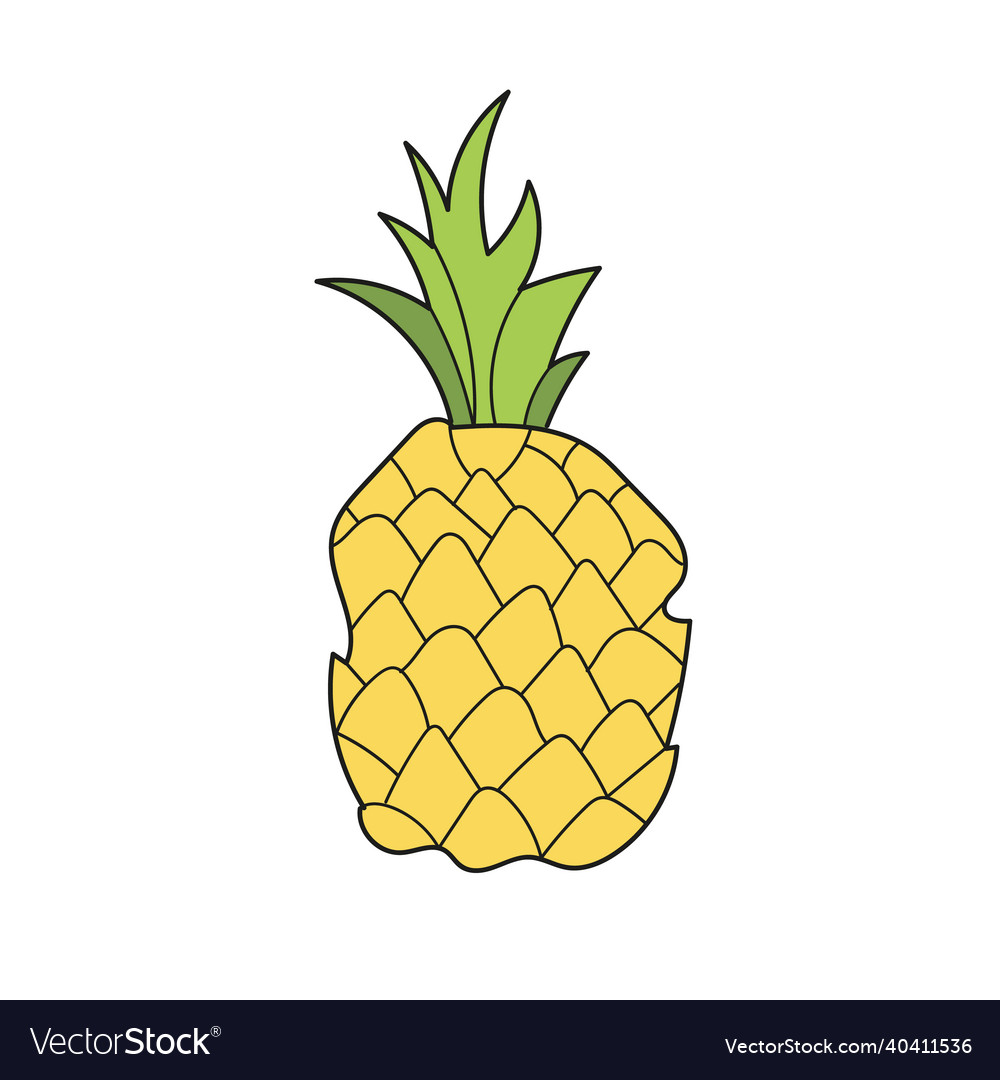 Simple cartoon icon pineapple tropical sweet Vector Image