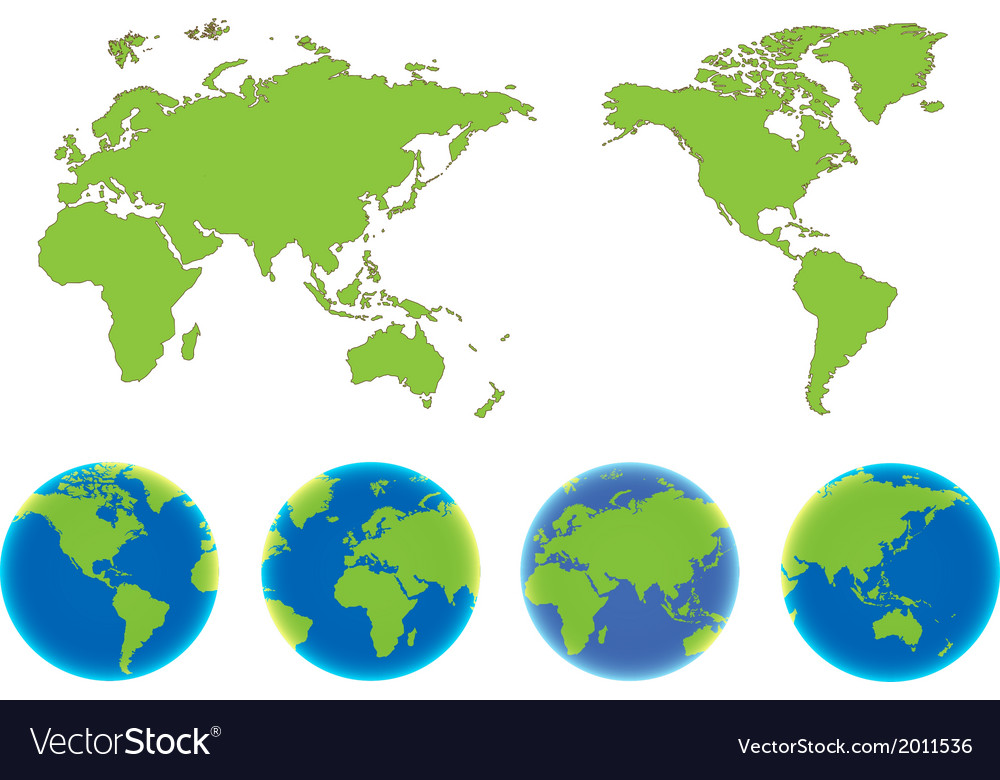 World map and compass Royalty Free Vector Image