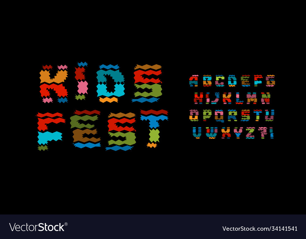 Kids Fest Style Alphabet Funny Colored Font Vector Image Kids Fest Style Alphabet Funny Colored Font Vector Image
