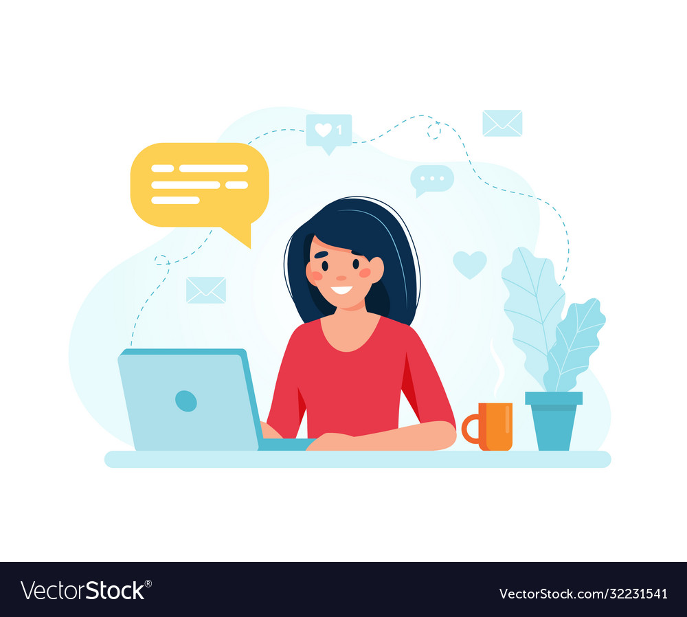 Online marketing specialist female character Vector Image