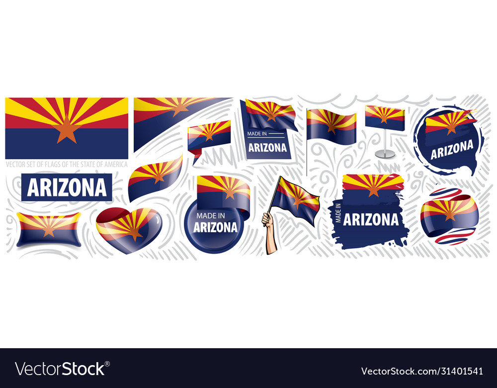 Set flags american state vector image Set flags american state