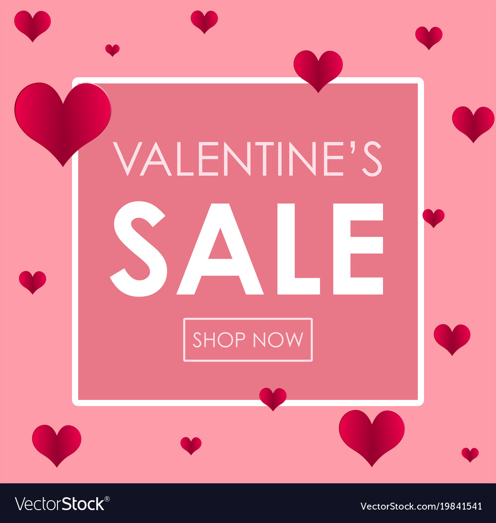 Valentine sale poster design with pink background Vector Image