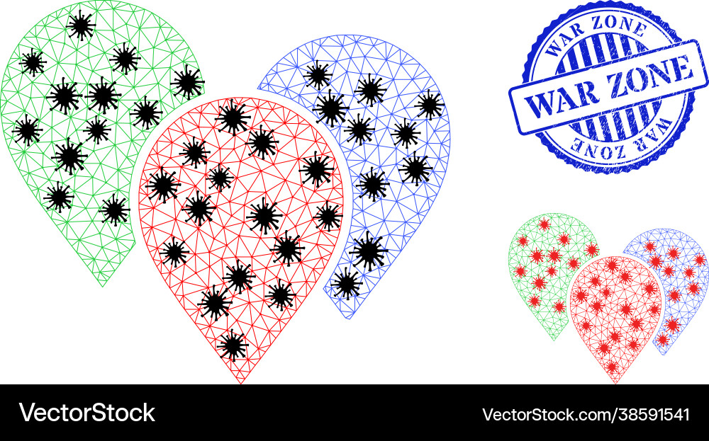Wireframe mesh map pointer group icons with Vector Image