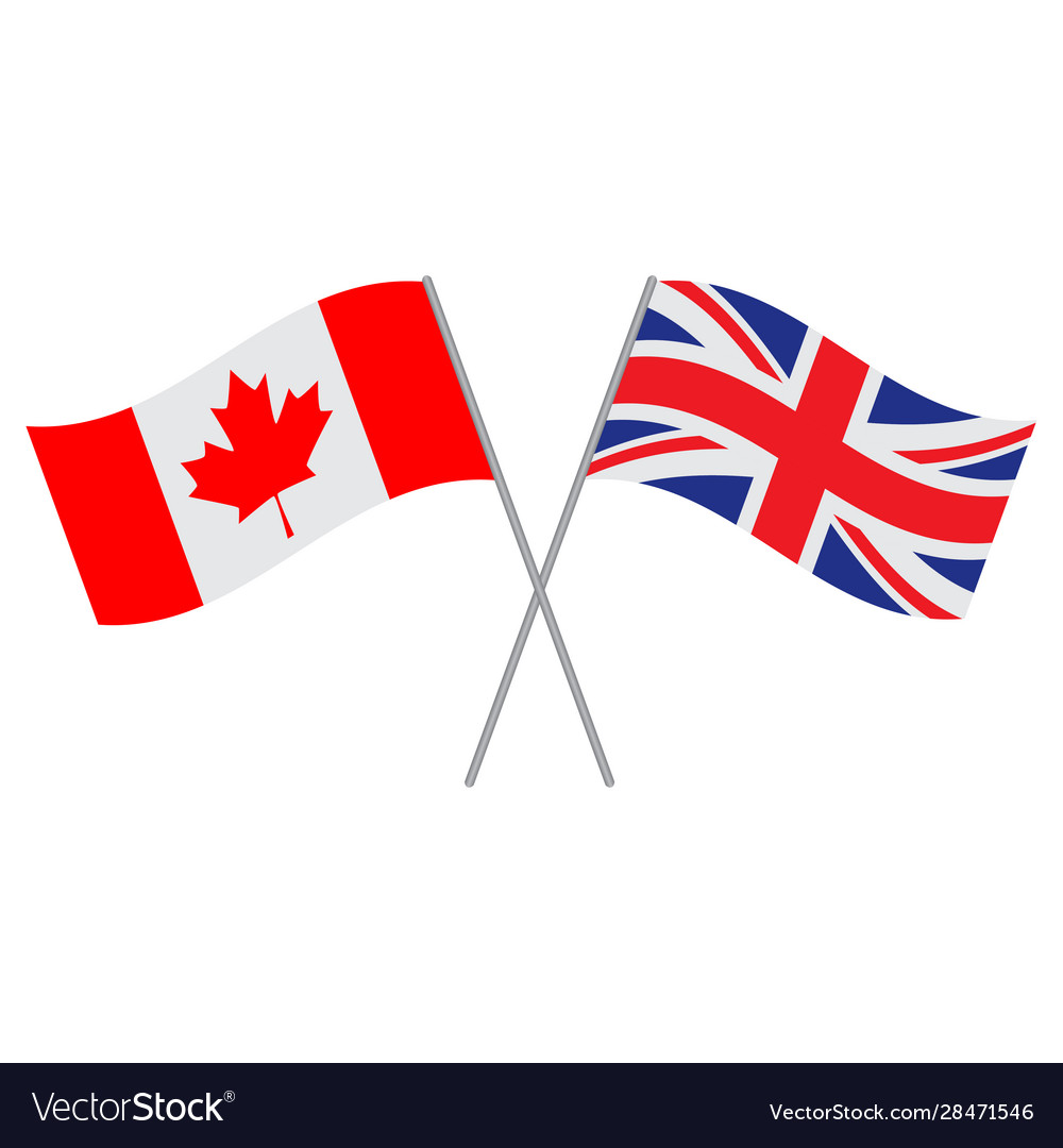 British and canadian flags isolated on white Vector Image