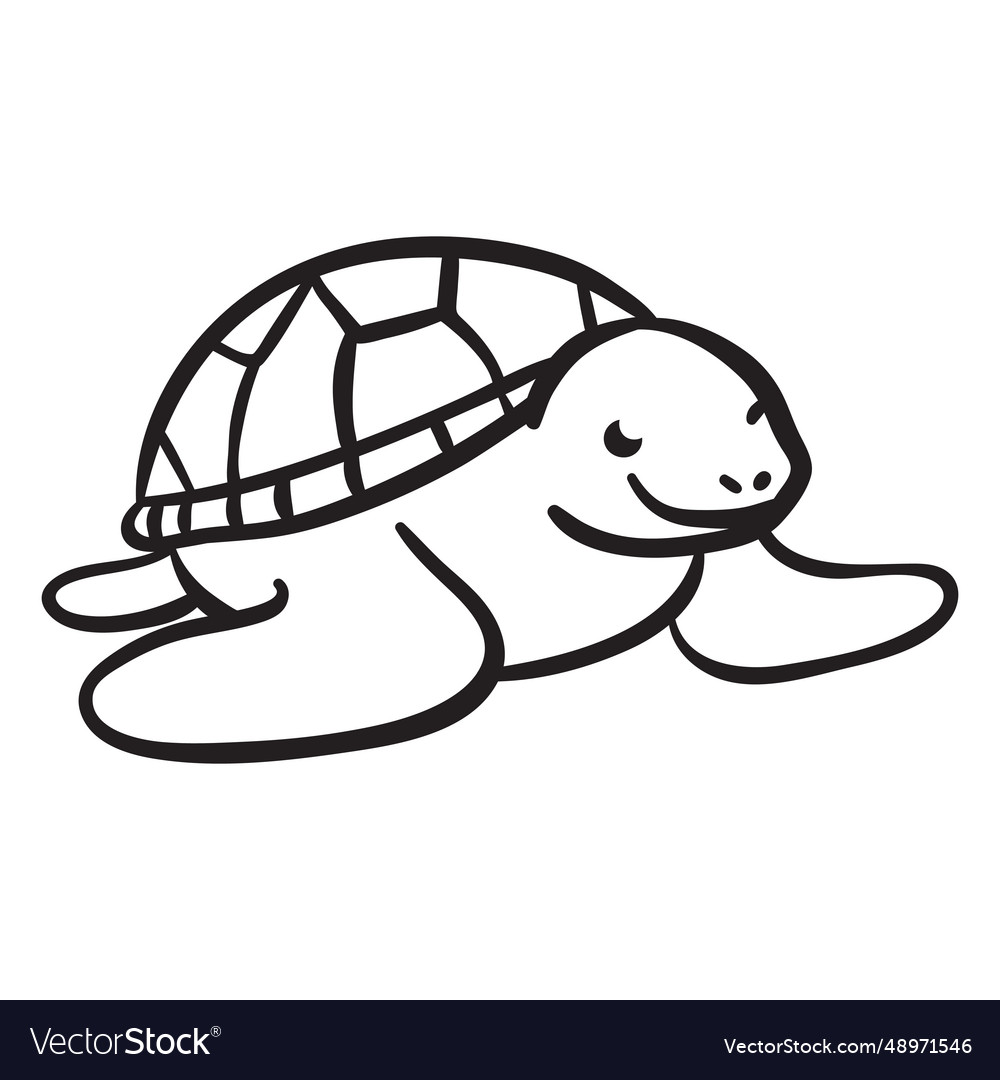 Sea turtle smiling outline Royalty Free Vector Image