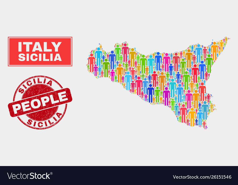 Sicilia map population demographics and textured Vector Image