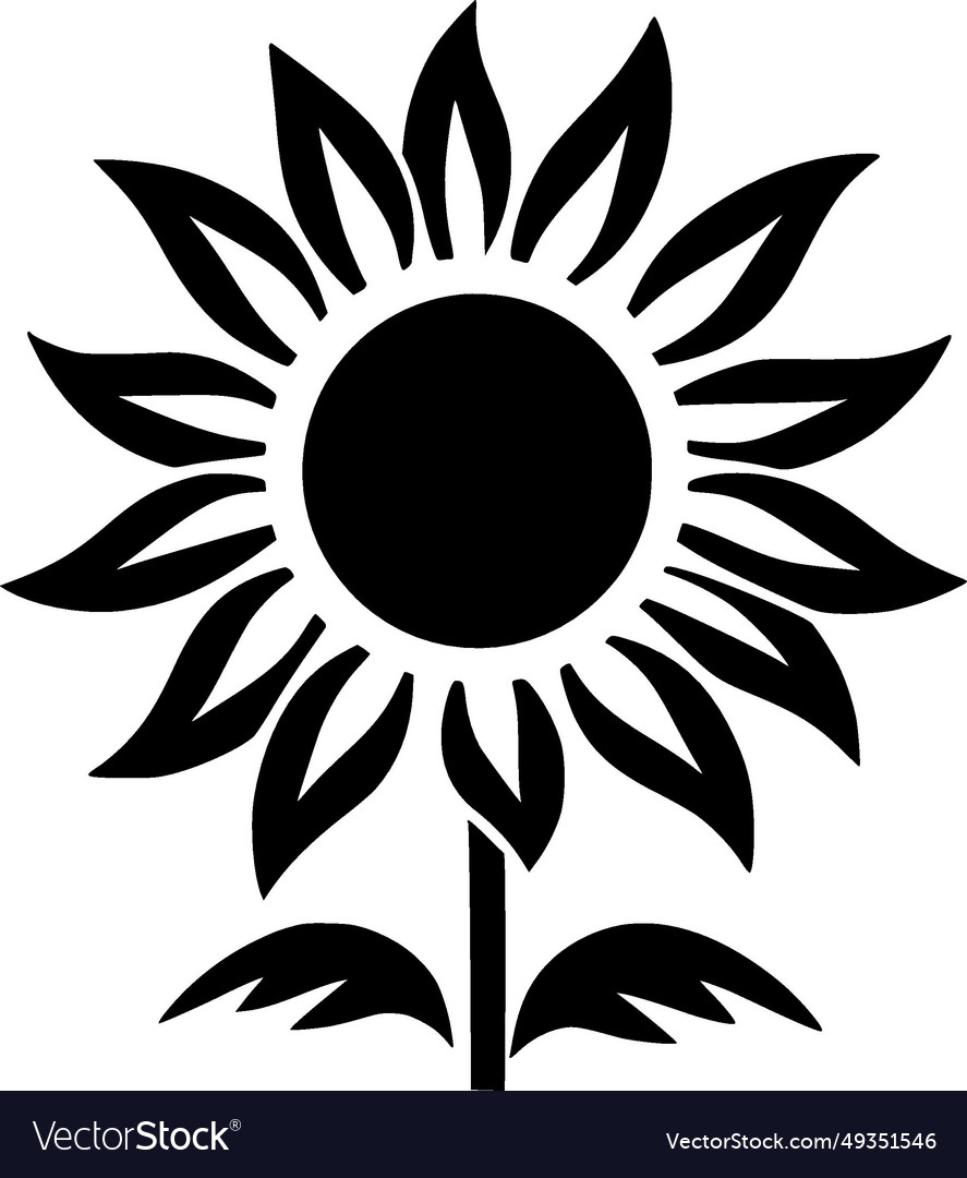 Sunflower - black and white isolated icon Vector Image