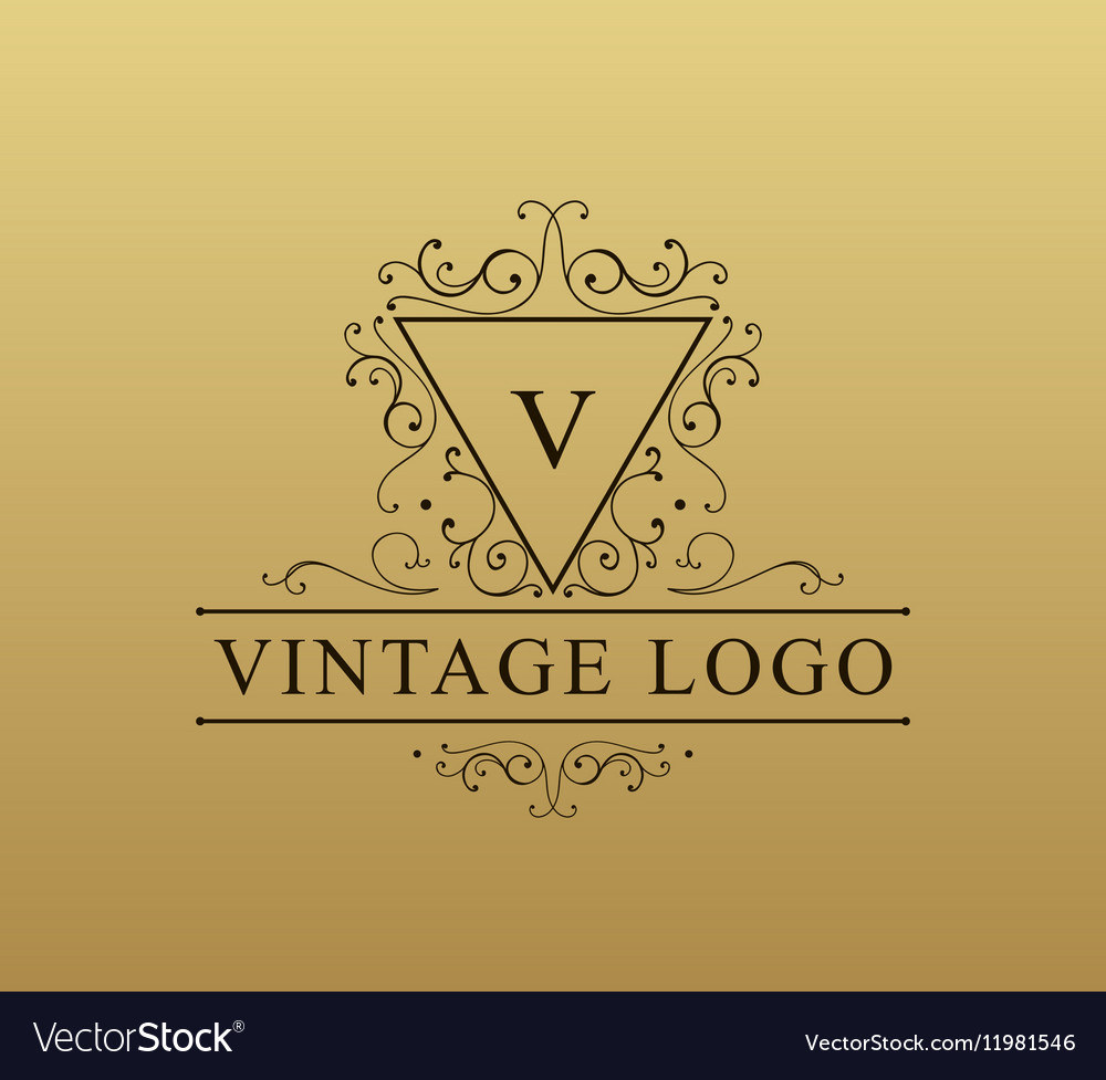 Vintage logo with swirls flourishes Royalty Free Vector