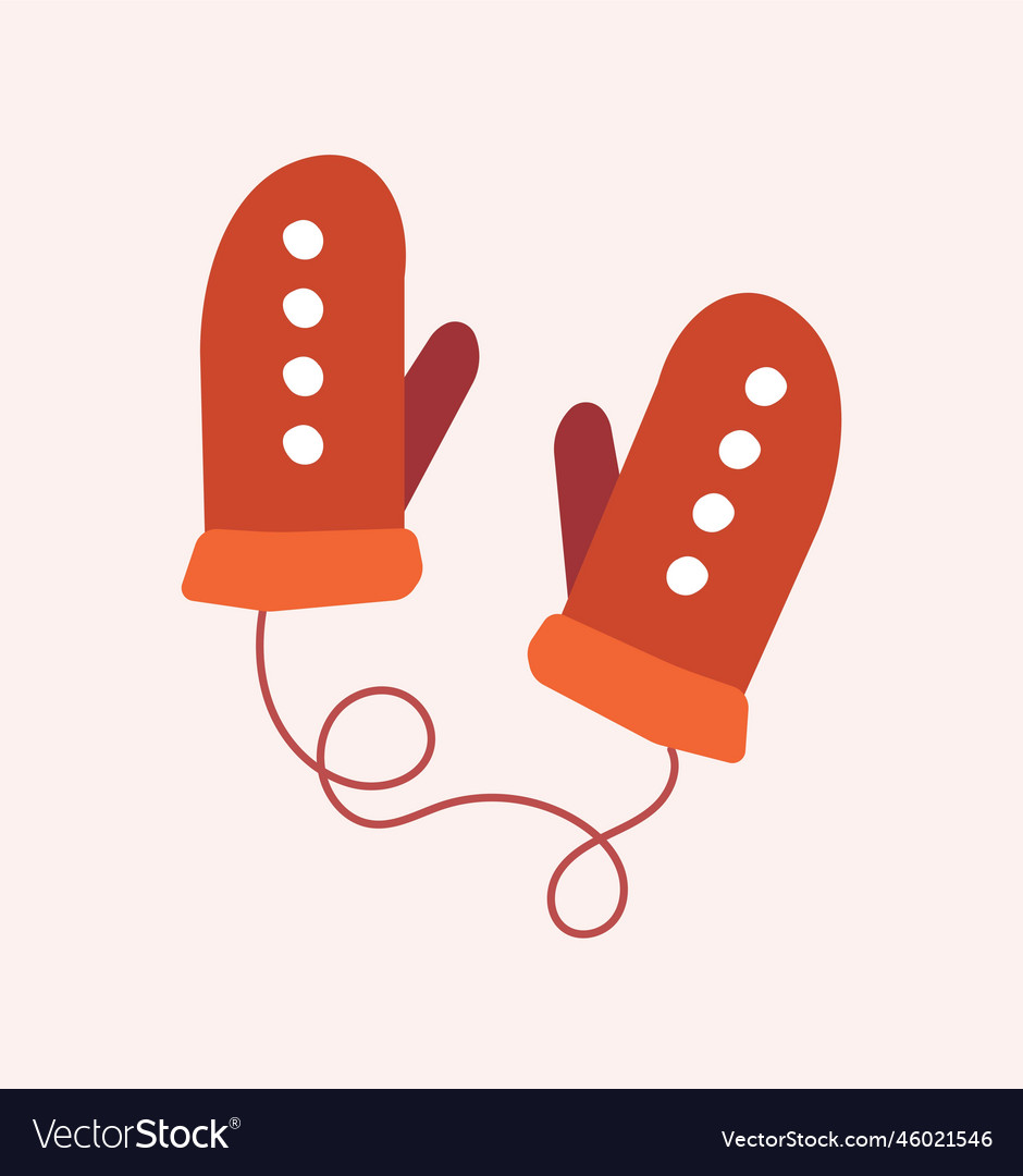 Warm red gloves with white dots Royalty Free Vector Image