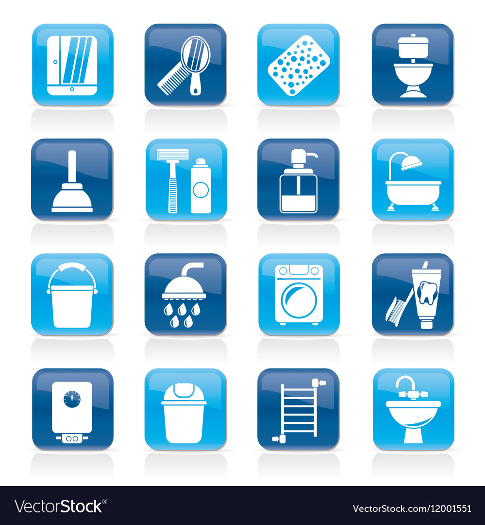 Bathroom and hygiene objects icons Royalty Free Vector Image