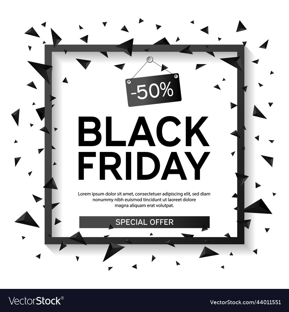 Black friday sale poster with triangles on white Vector Image