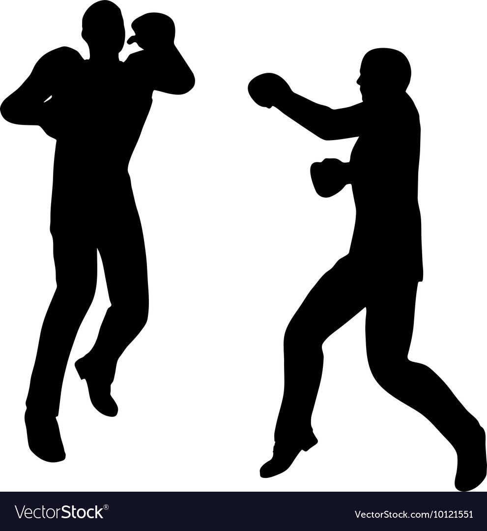 Boxer businessman silhouette Royalty Free Vector Image