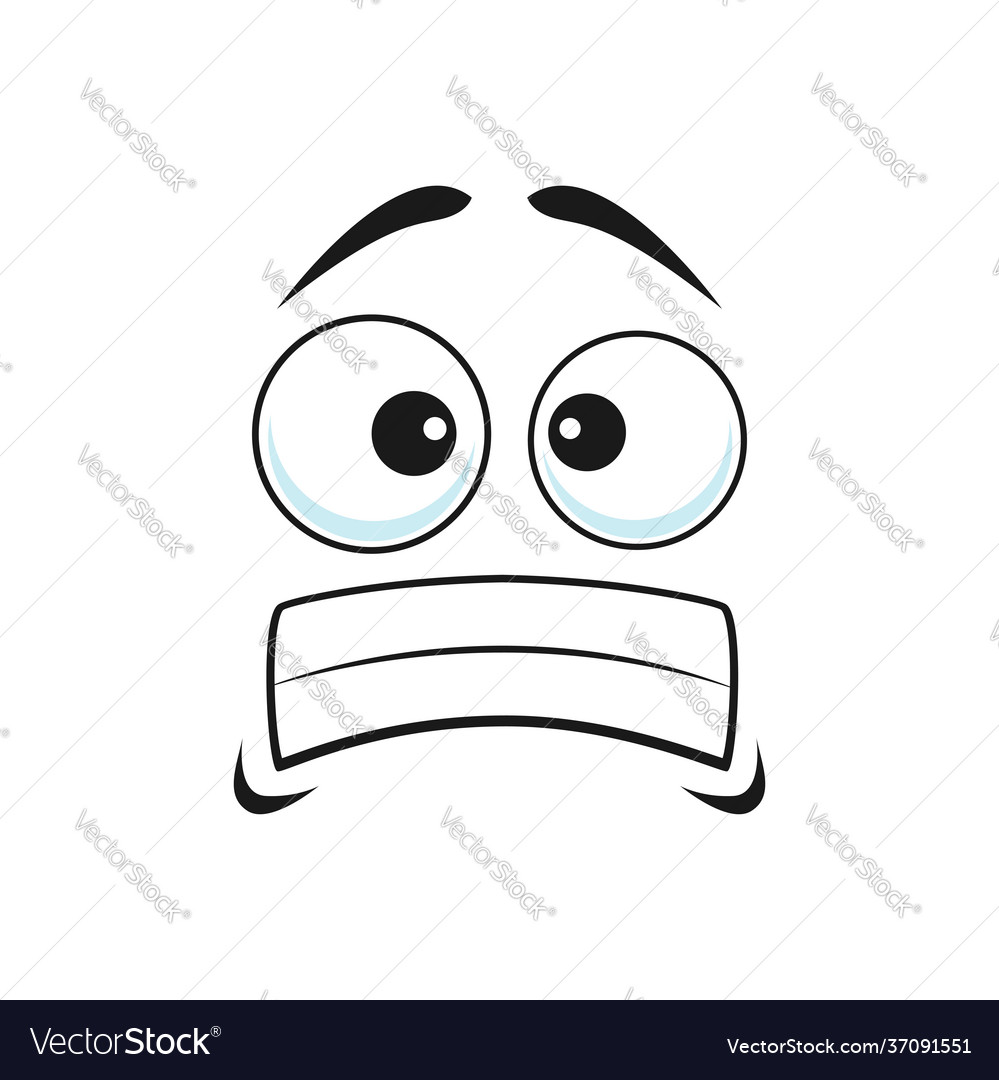 Cartoon face scared character emotion - vector clip art