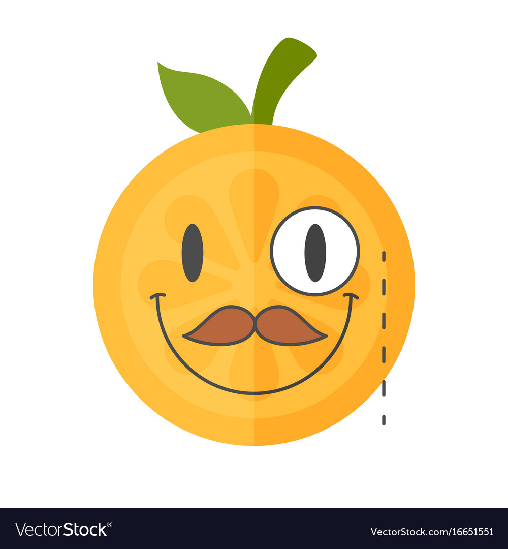 emoji gentleman orange smile with mustache and vector image