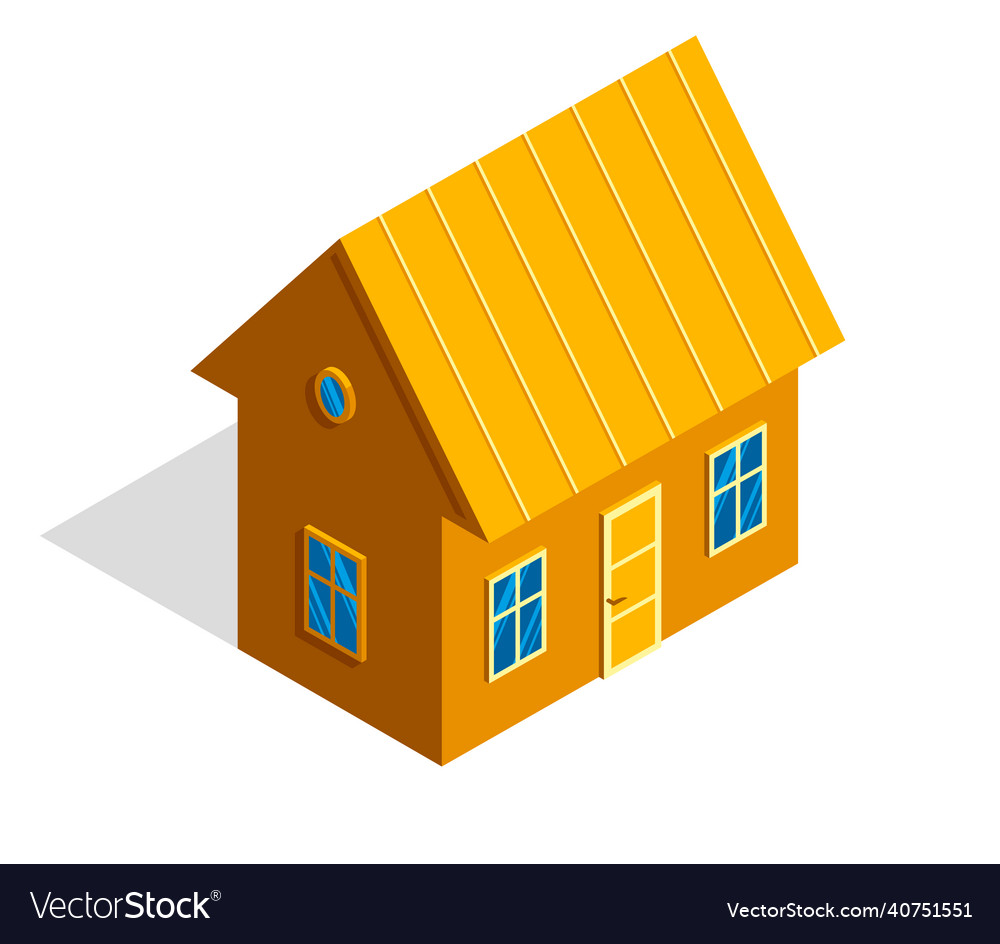 Small cottage house 3d isometric or icon isolated Vector Image