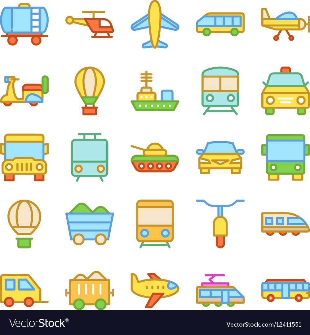 Transport colored icons 1 Royalty Free Vector Image