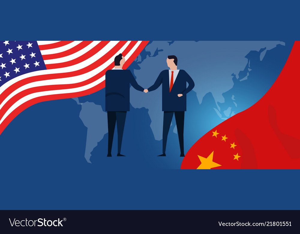 Usa and china reach out their hands maing deals Vector Image