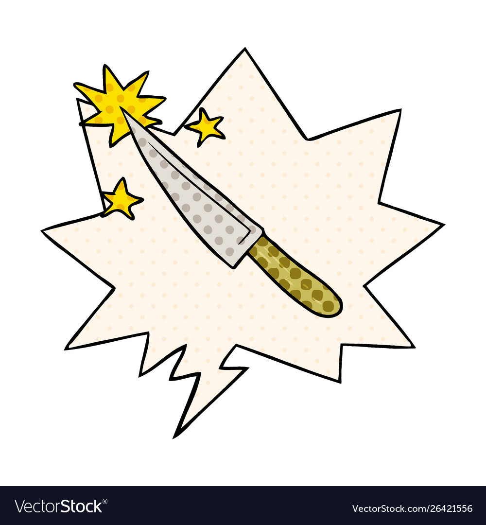 Cartoon sharp kitchen knife and speech bubble Vector Image