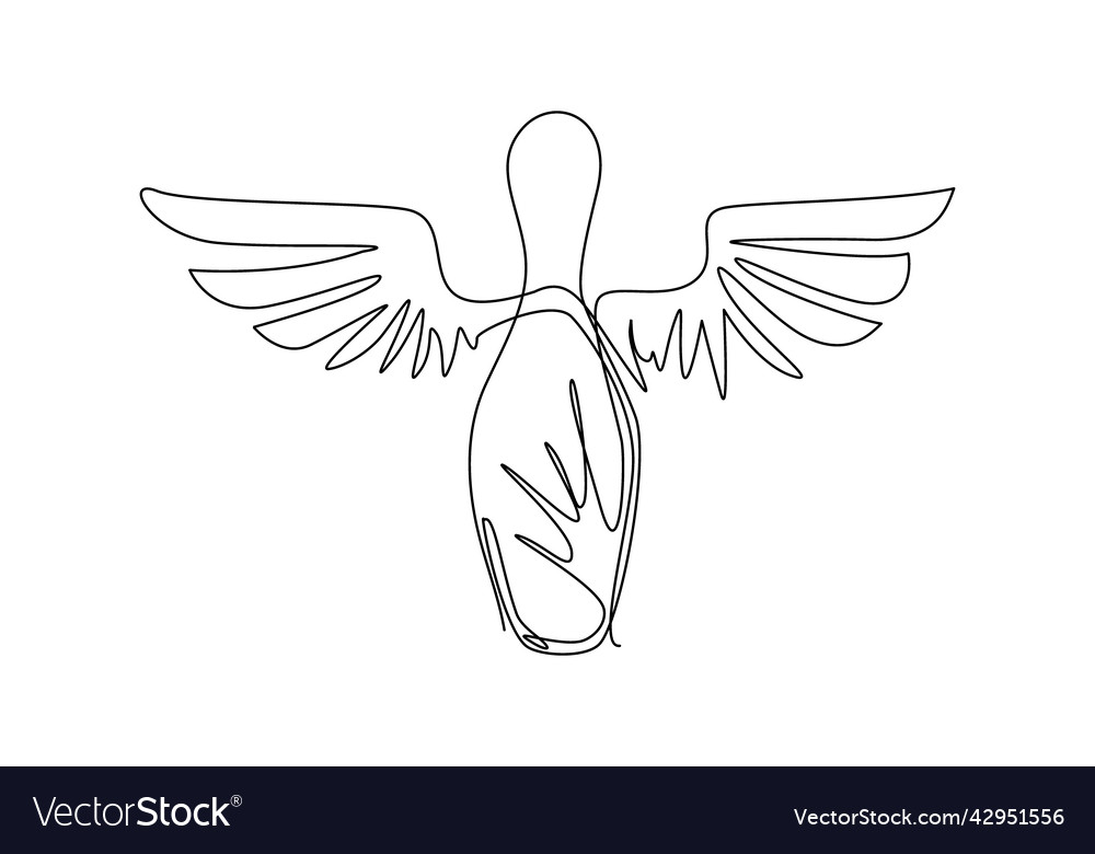 Continuous one line drawing bowling pin Royalty Free Vector