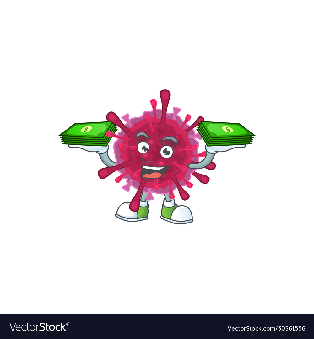Famous amoeba coronaviruses cartoon with money Vector Image Famous amoeba coronaviruses cartoon with money Vector Image