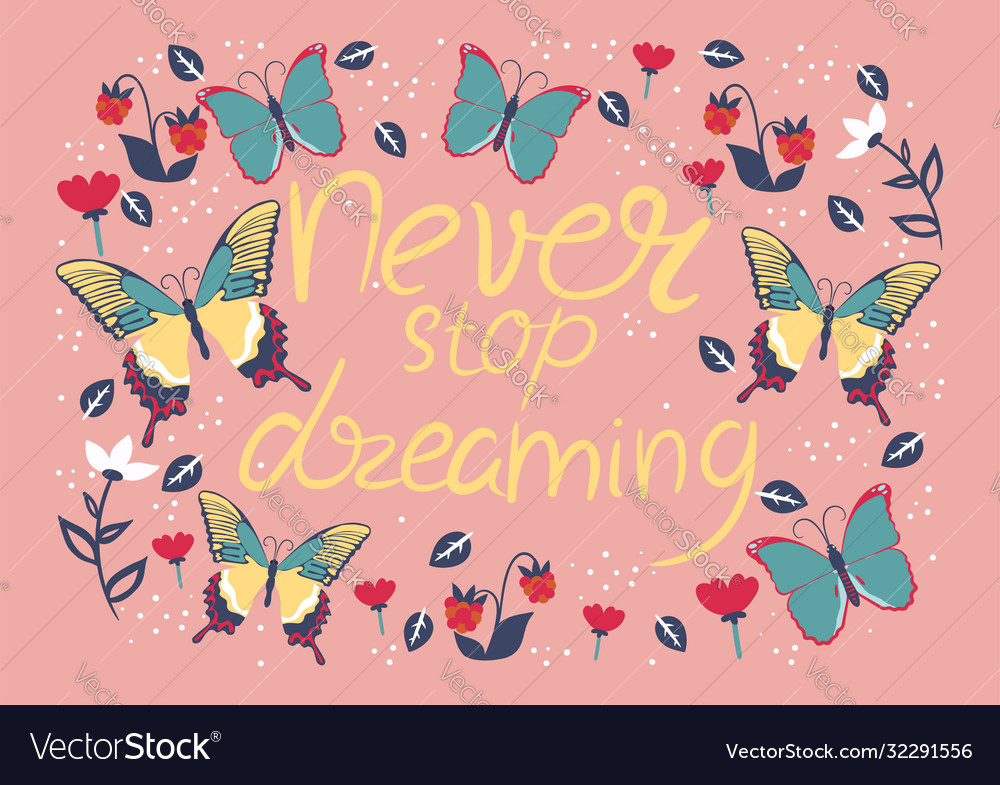 Greeting card with inscription and butterflies Vector Image