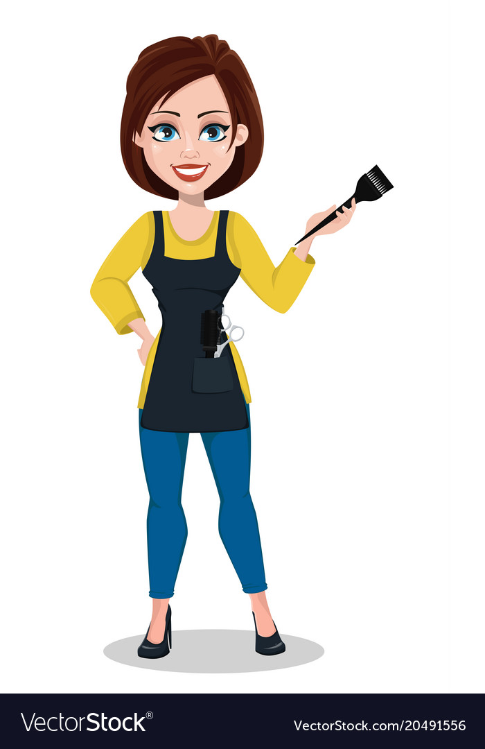 Hairdresser Woman In Professional Uniform Vector Image