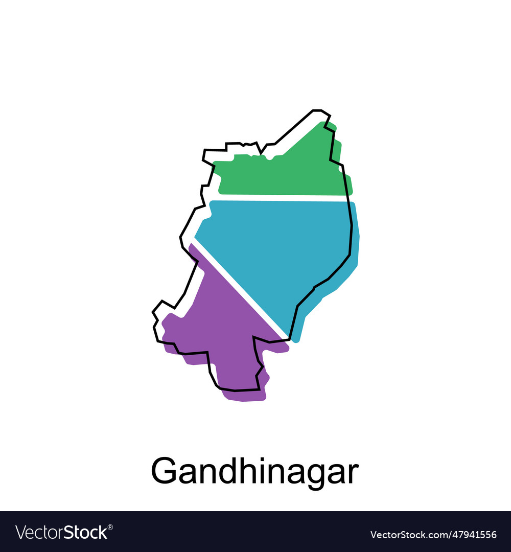 Map of gandhinagar design template with outline Vector Image