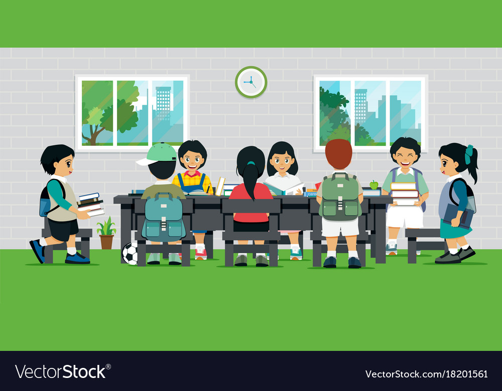 Children with books Royalty Free Vector Image - VectorStock