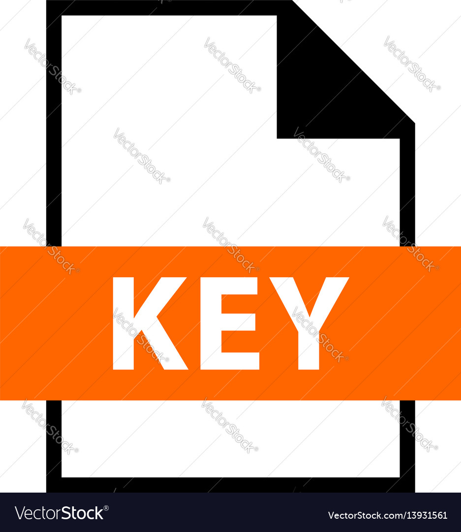 File name extension key type Royalty Free Vector Image
