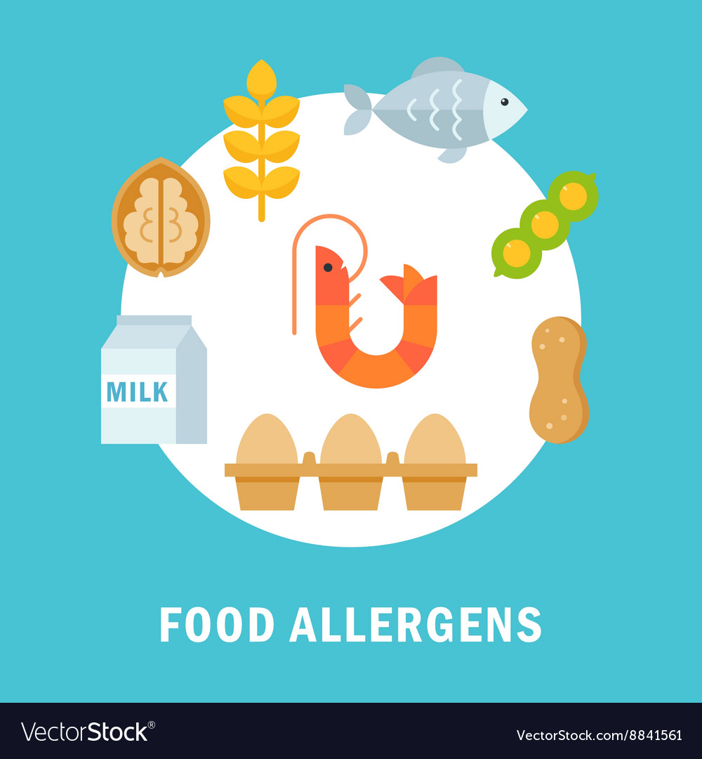 Food allergy triggers or allergens Royalty Free Vector Image