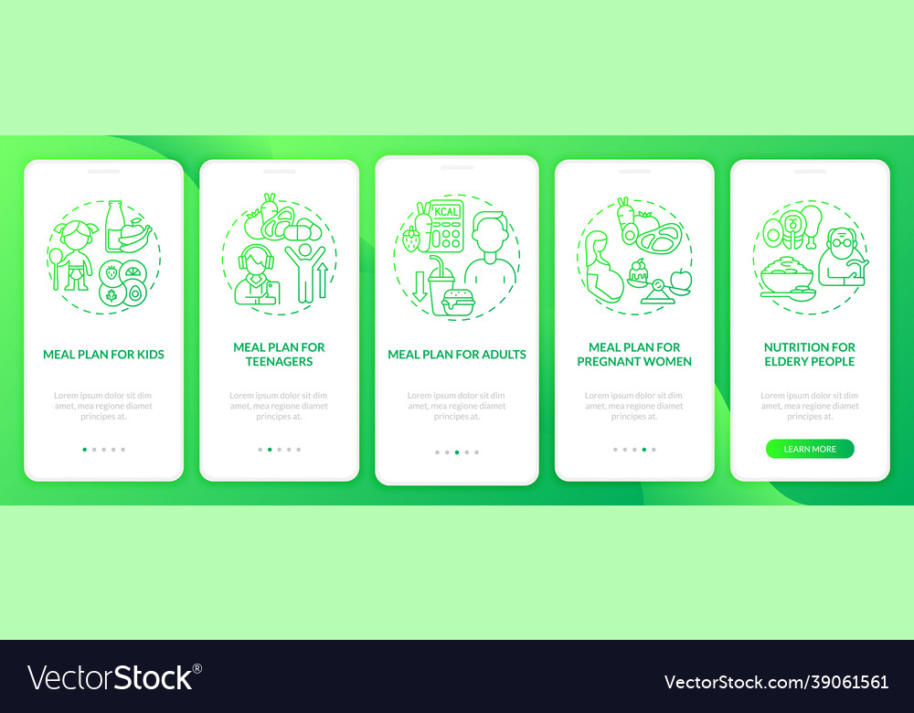 meal-plan-for-different-age-groups-green-gradient-vector-image