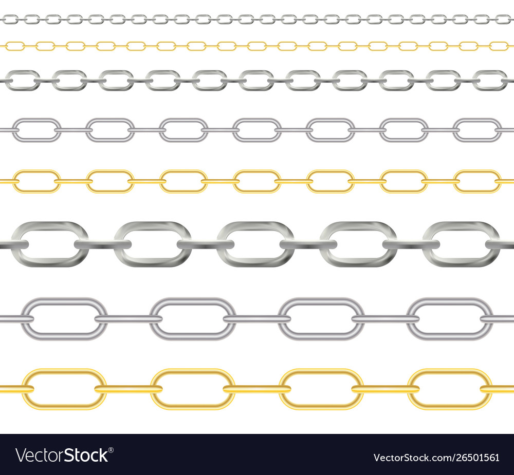 Naturalistic 3d set chain gold silver and Vector Image