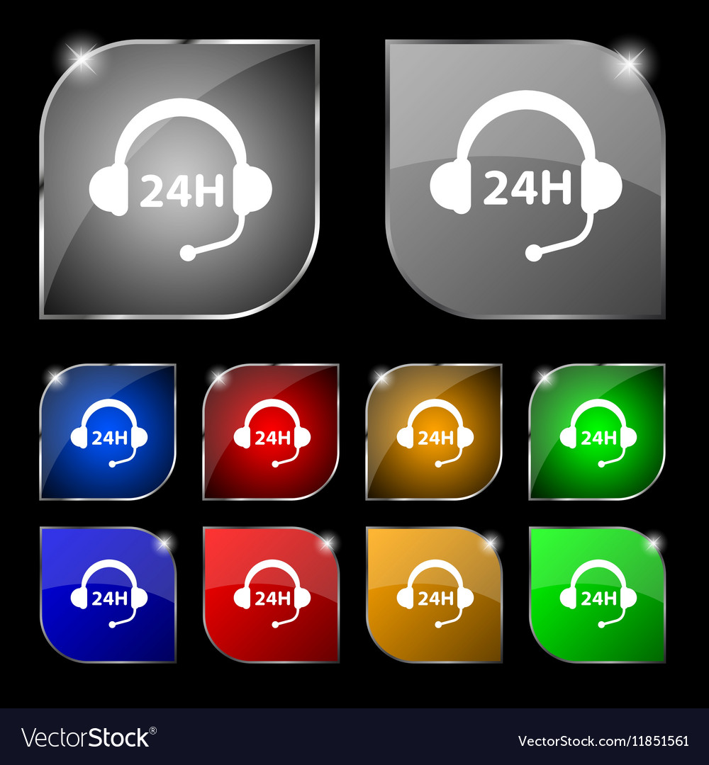 Support 24 hours icon sign set of ten colorful Vector Image