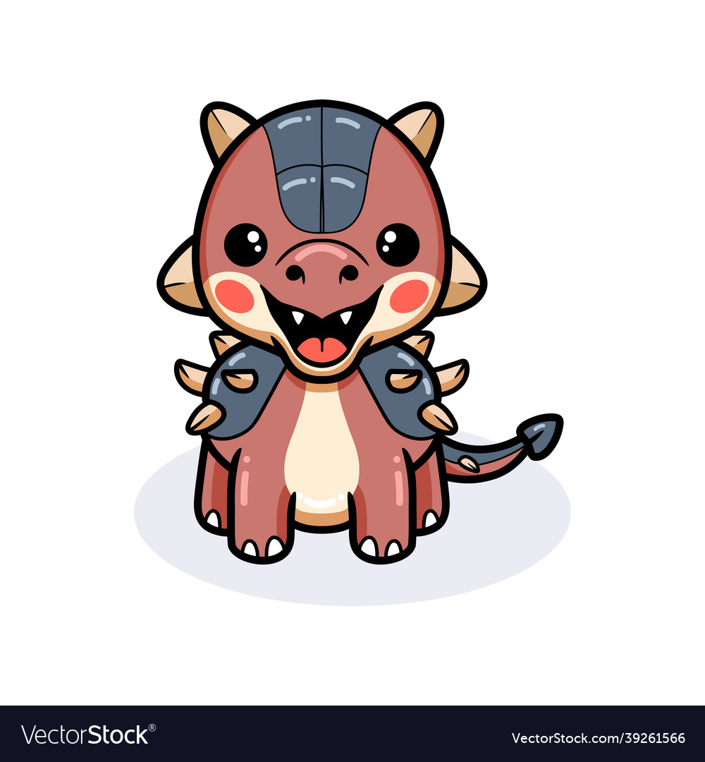 Cute little ankylosaurus dinosaur cartoon