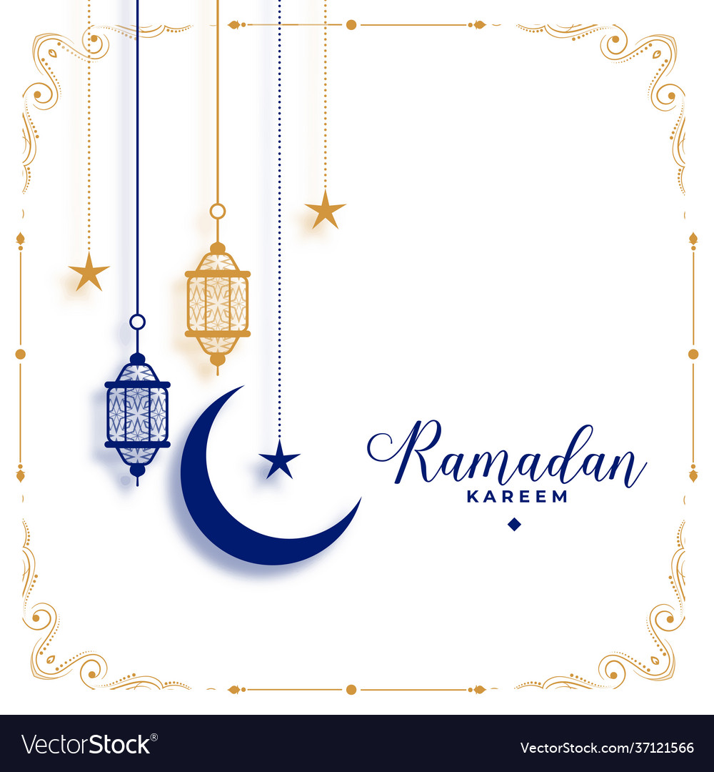 Elegant ramadan kareem white greeting decorative Vector Image