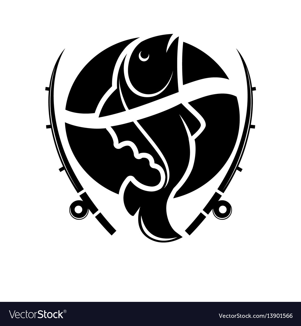 Fishing icon of fish catch and rods Royalty Free Vector