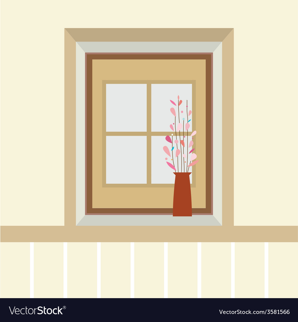 Flowers in vase on the windowsill