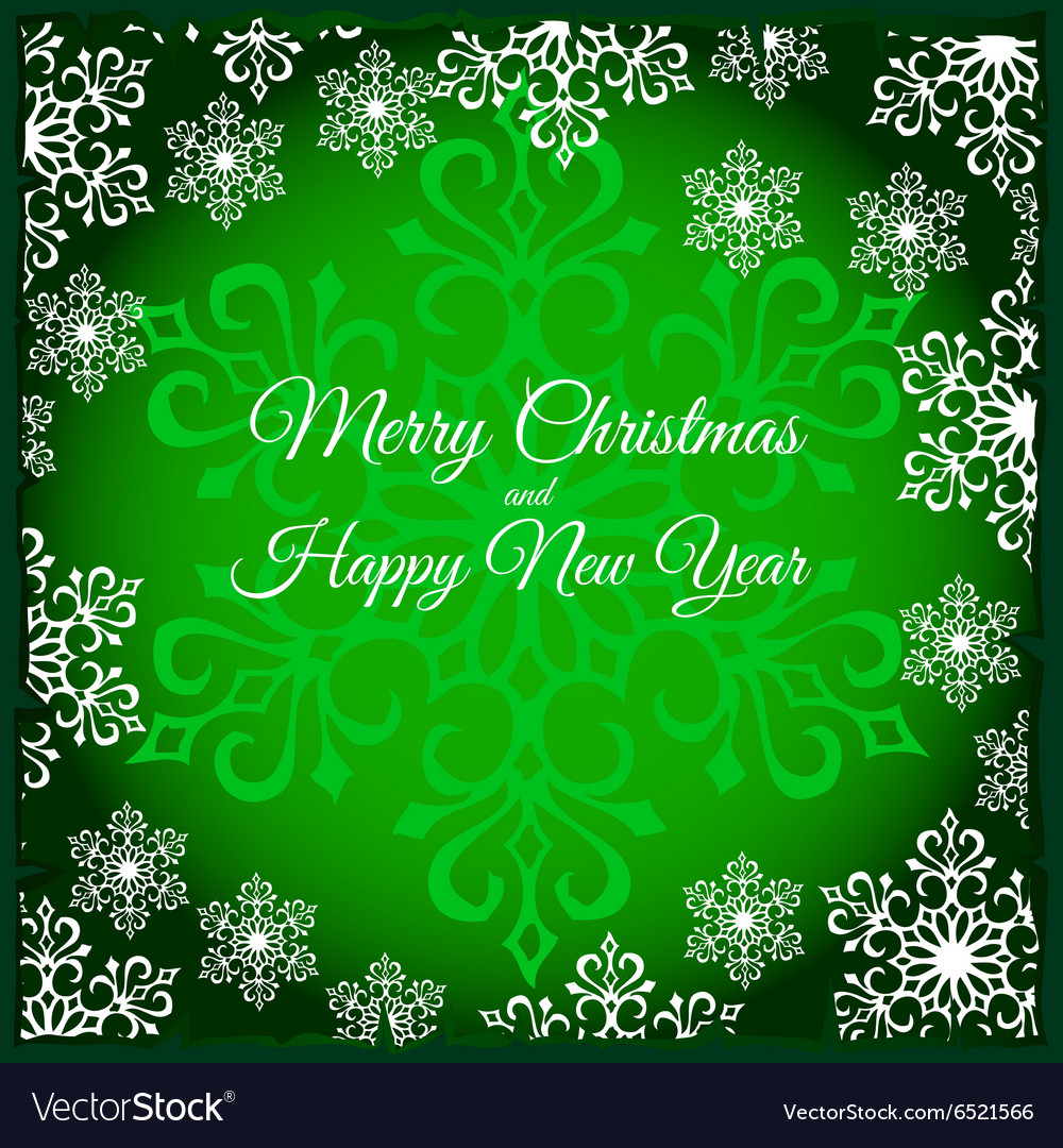 Green christmas card with snowflakes Royalty Free Vector