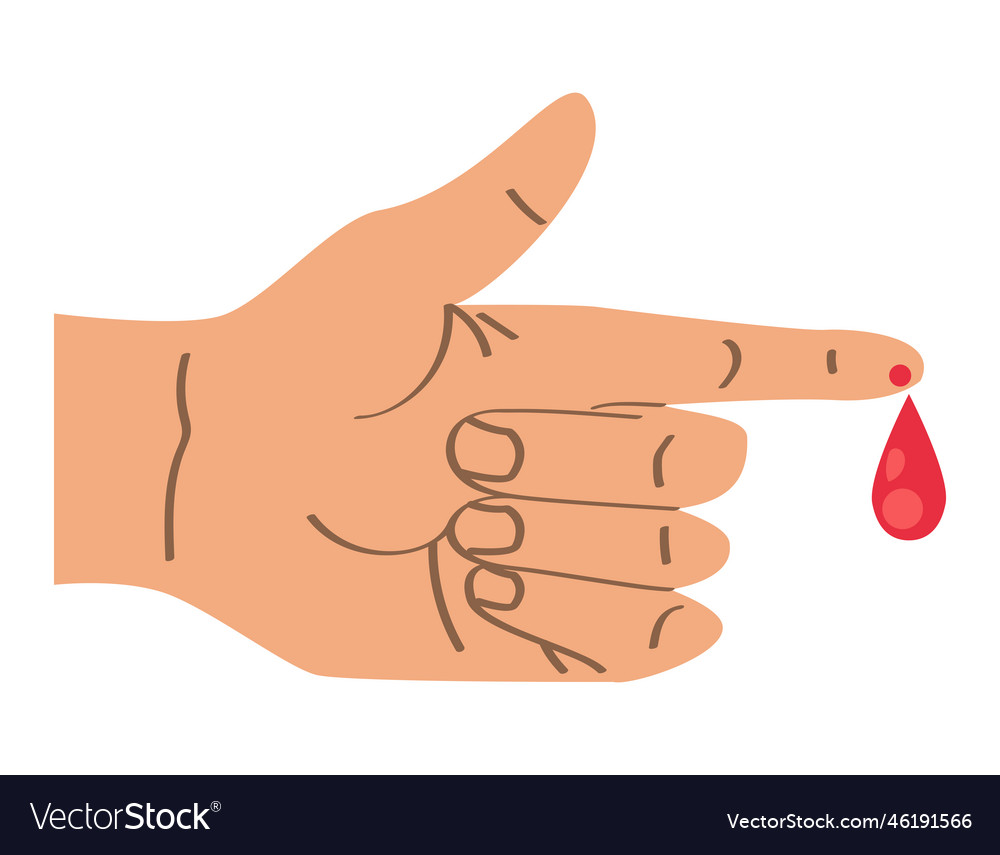 Hand with blood drop Royalty Free Vector Image