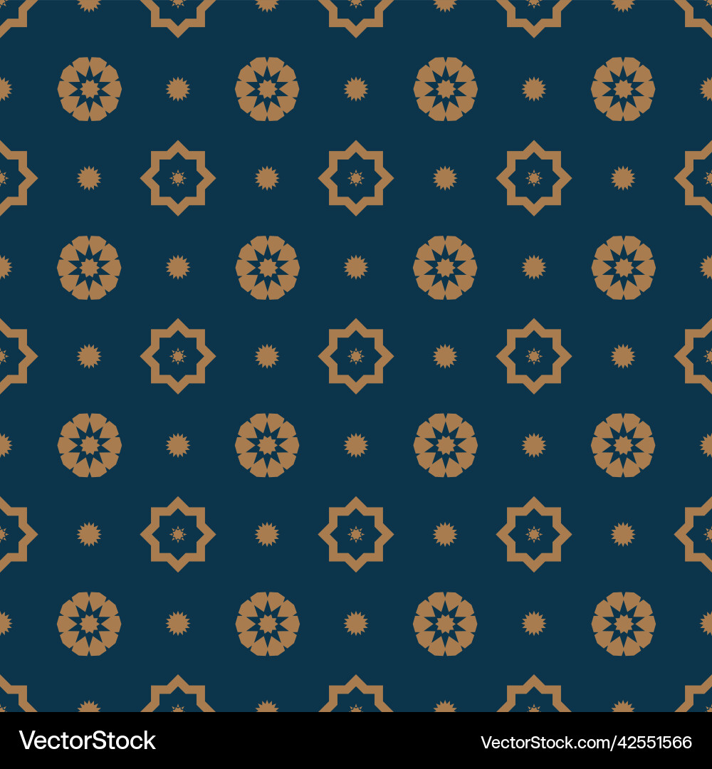 Moroccan mosque pattern in gold and blue color Vector Image