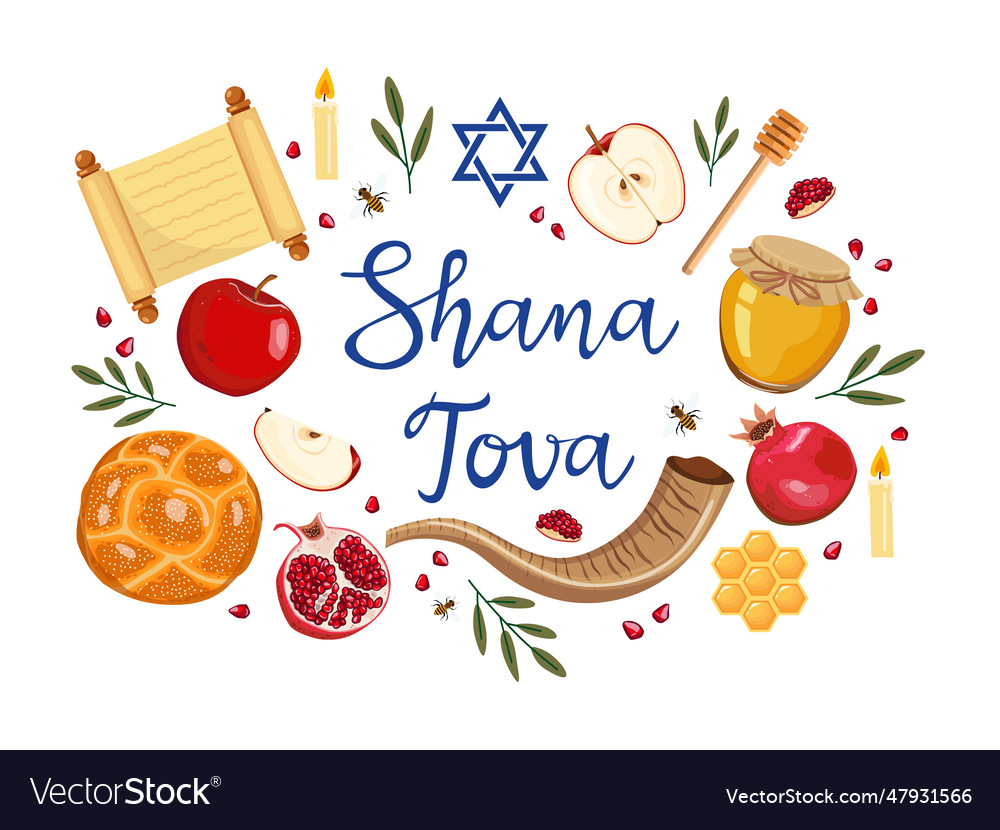 Rosh hashanah greeting card design with hand Vector Image