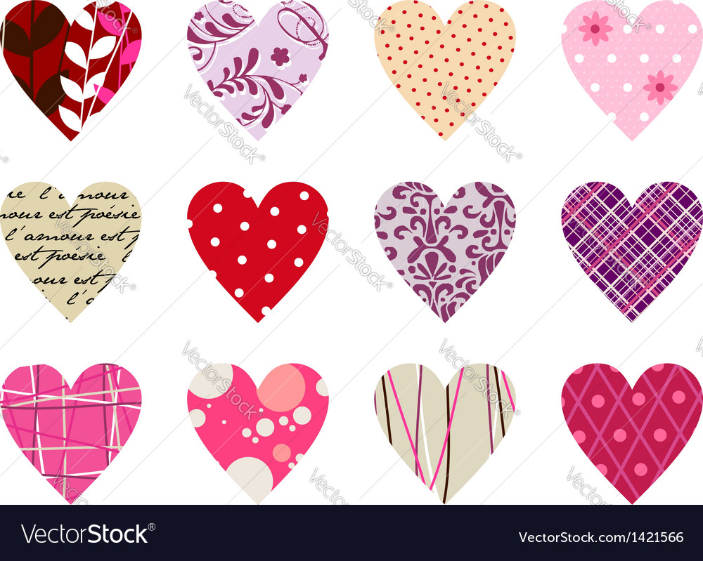 Trendy hearts pattern isolated on white Royalty Free Vector