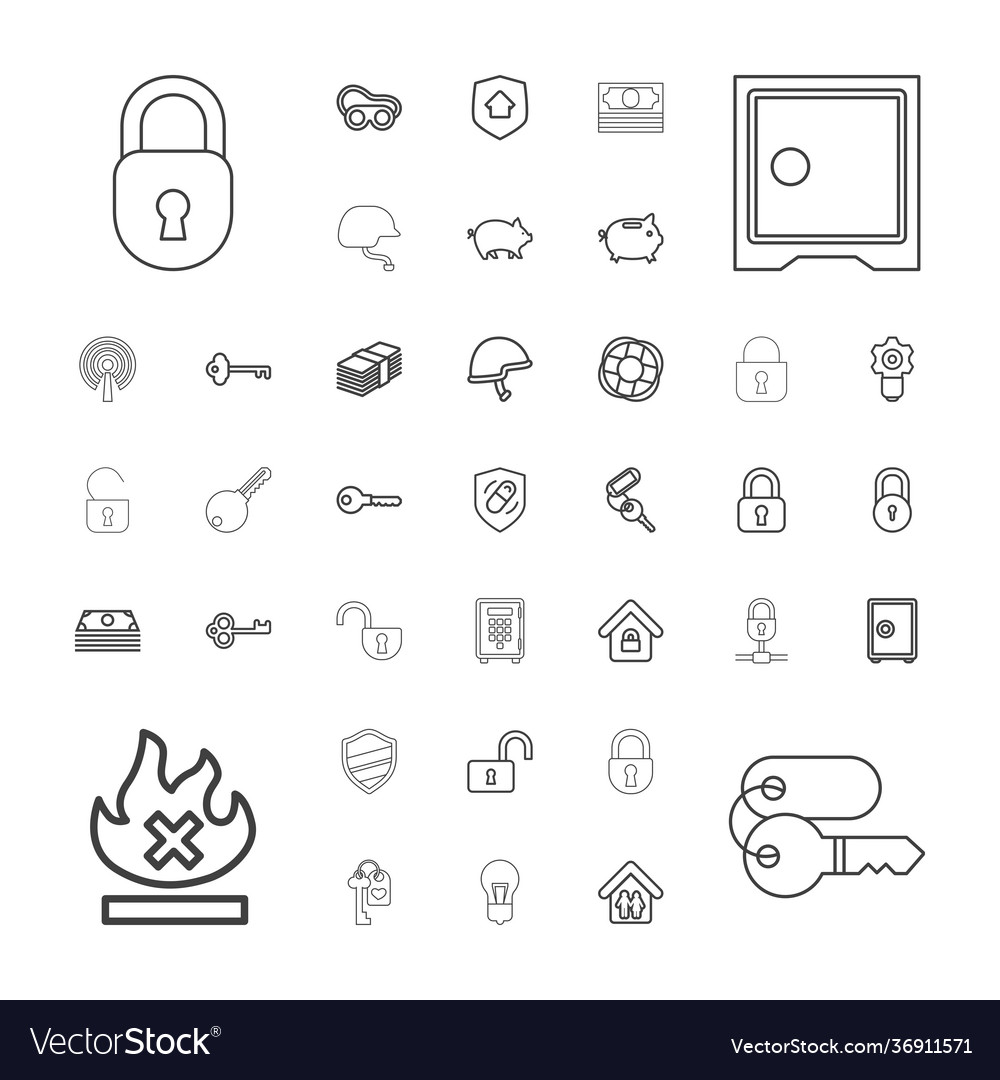 37 safe icons Royalty Free Vector Image - VectorStock