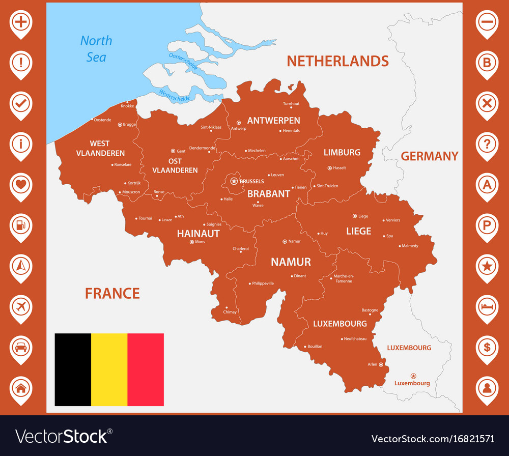 Detailed Map Belgium With Regions Or Vector 16821571 