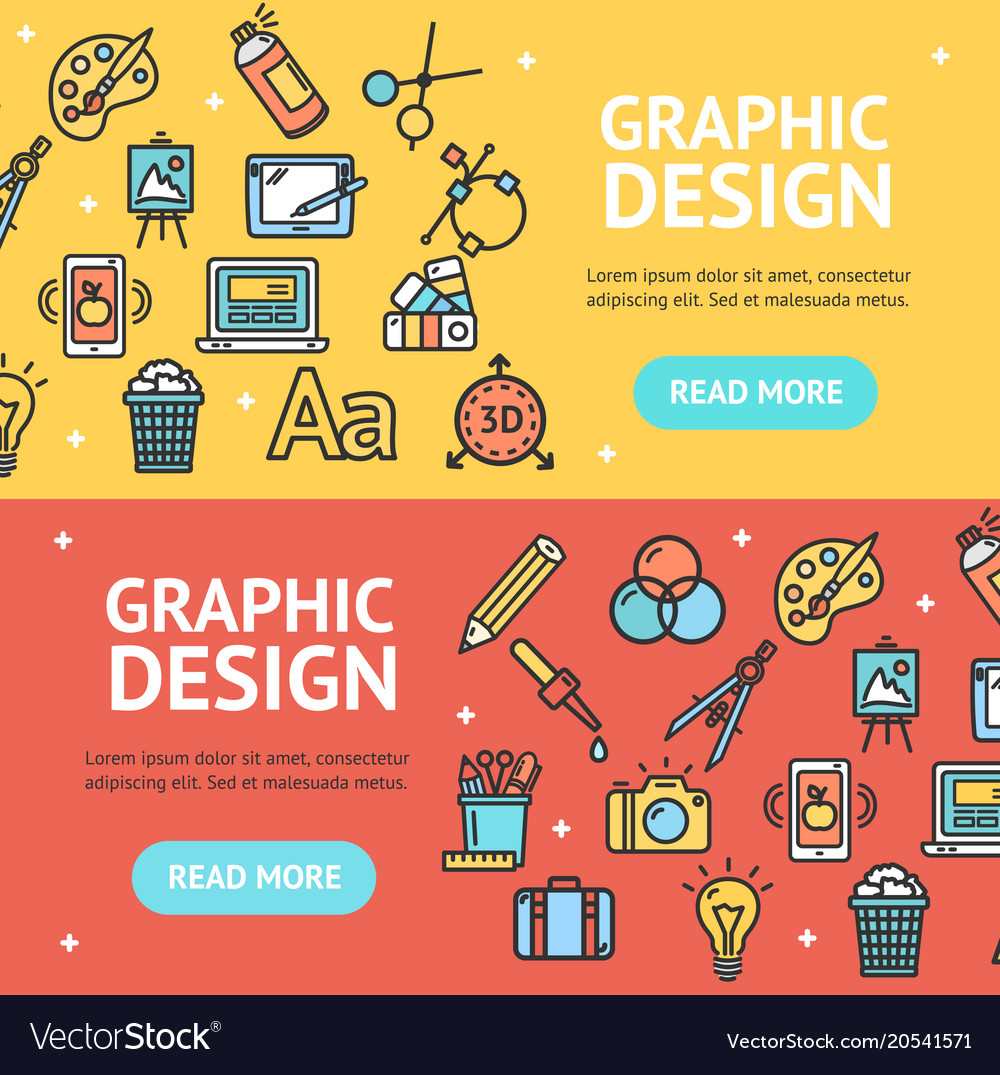 Graphic Design Signs Banner Horizontal Set Vector Image