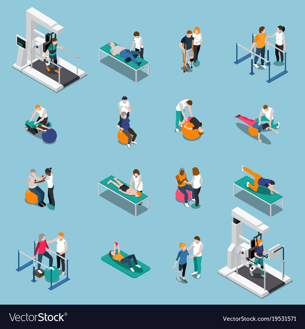 Physiotherapy rehabilitation isometric people Vector Image