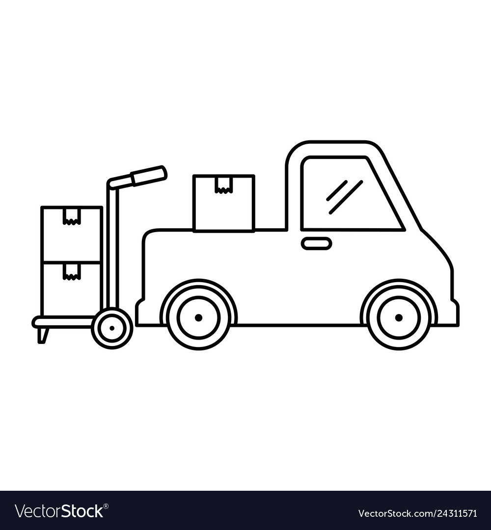 Pile Boxes Carton With Truck And Cart Royalty Free Vector