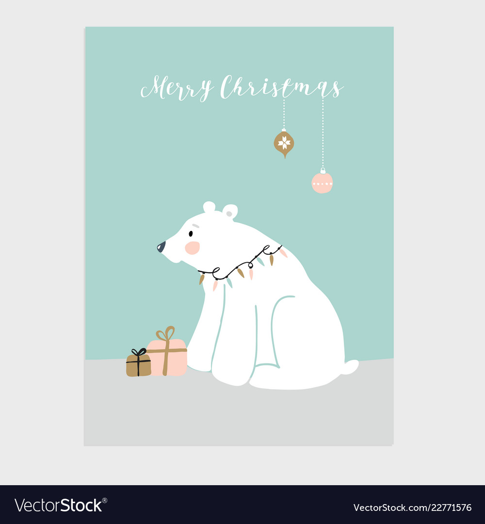 Cute merry christmas greeting card invitation Vector Image