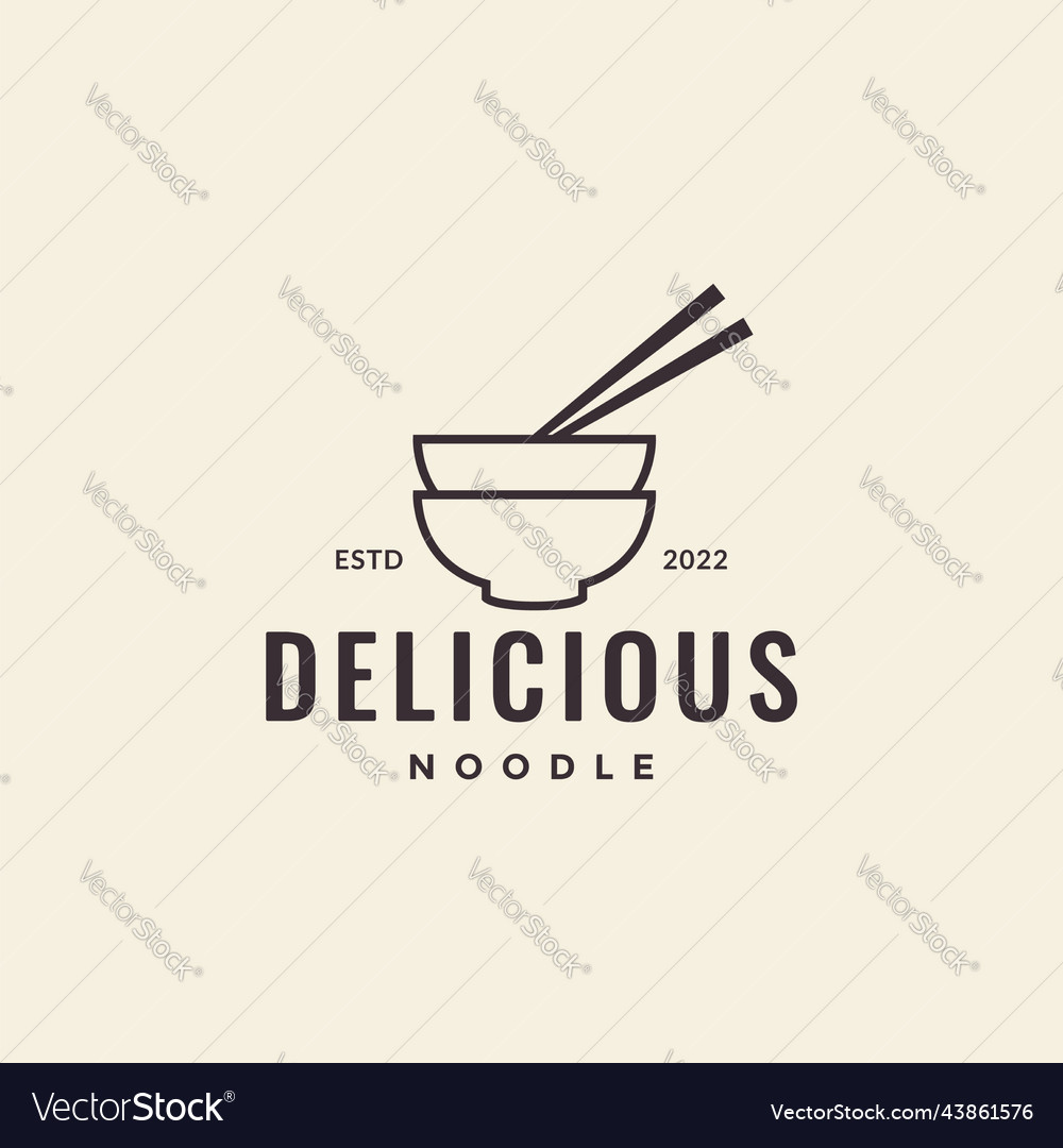 Delicious noodle with bowl minimal logo design Vector Image